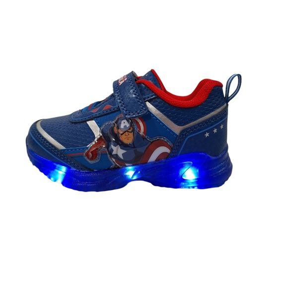 Captain America Kids Light Up Shoes Toddler Sneakers Blue Size 9 New 17‎ (cms) - Picture 12 of 14